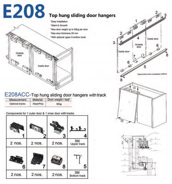 3M轨道滑动门吊架 E208